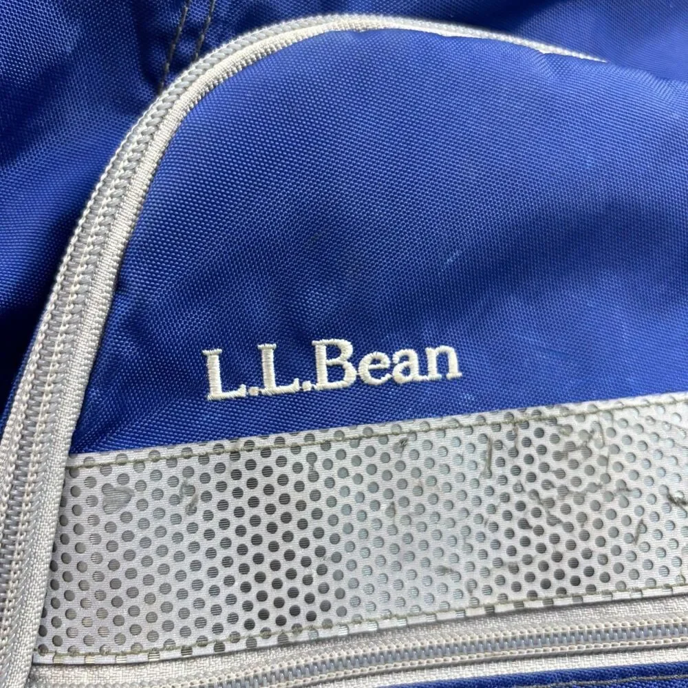 L.L.Bean Deluxe Book Pack Backpack Blue Gray School Bag Organizer 505791